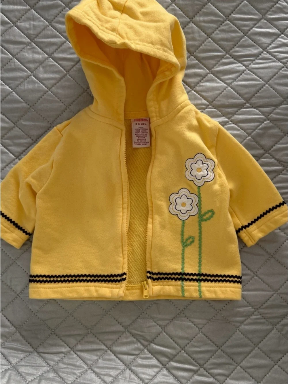 Gymboree Yellow Hooded Jacket with Flower Applique baby girl vintage